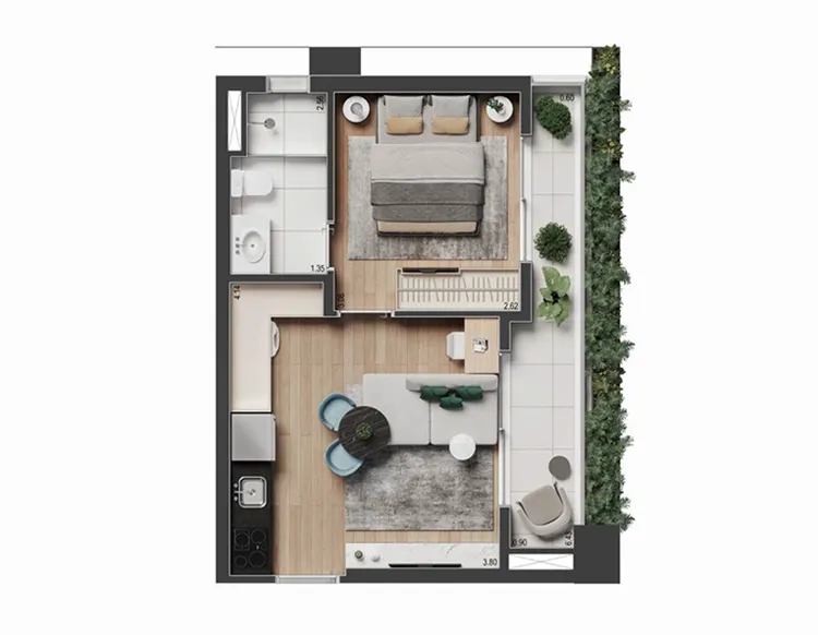 1 DORM. / 37 M²